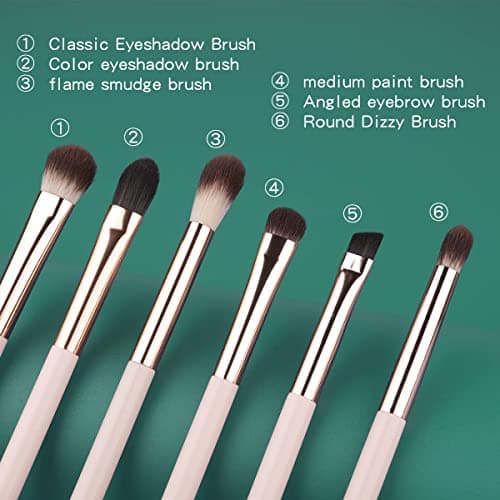 Eye Makeup Brush Set, 6 Pcs Professional Blending Eyeshadow Makeup Brushes for Concealer Eyebrows Eyeliner, Soft Hairs & Wood Handle - Thumbnail 4