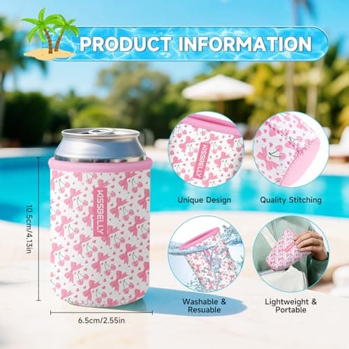 Can Cooler Sleeve, Insulated Neoprene Can Sleeve Cover Reusable Can Drink Sleeve Holder for Beverages Cans Bottles BBQs Decor Party Favors - Thumbnail 2