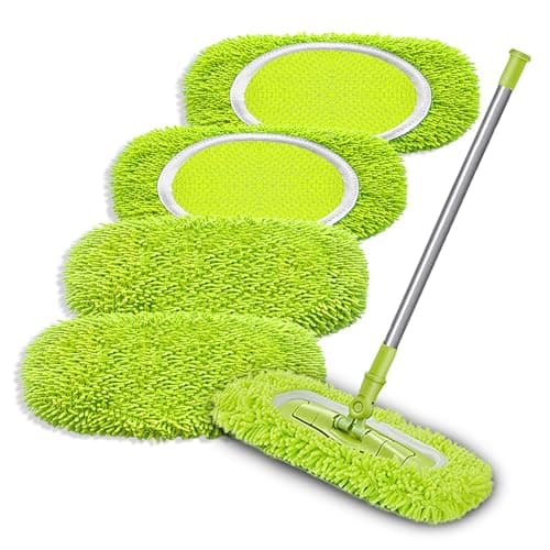 Wzxlj.Y 4 Pack Reusable Mop Pads Refill Compatible with Swiffer Sweeper Mop, Microfiber Wet Mopping Cloths for Floor Cleaning, Ideal for Home Cleaning Washable Floor (Green-4 Pack) - Image 1