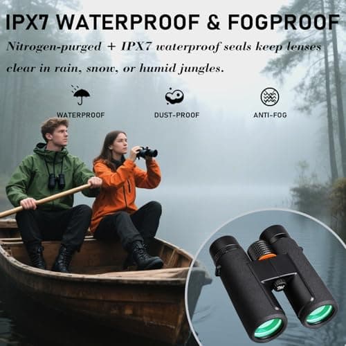 TRV 10x42 Binoculars for Adults High Powered - Waterproof Fogproof BAK4 Prism, with Phone Adapter for Bird Watching, Hunting, Travel - Thumbnail 5