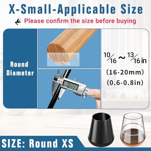 Nxoizam Chair Leg Floor Protectors Extra Small 24PCS,Silicone Chair Leg Protectors for Hardwood Floors Round Chair Leg Caps/Covers Prevent Scratches Reduce Noise.Clear (Fit:10/16~13/16) - Thumbnail 2