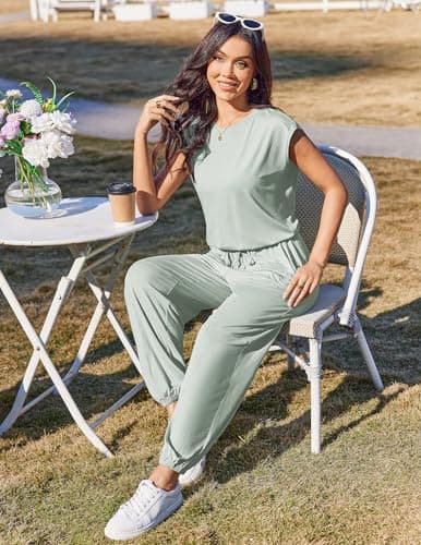 Ekouaer Womens Jumpsuits Casual One Piece Summer Romper Jogger Leg Long Pant Casual Spring Vacation Outfit with Pocket 2026 - Thumbnail 5