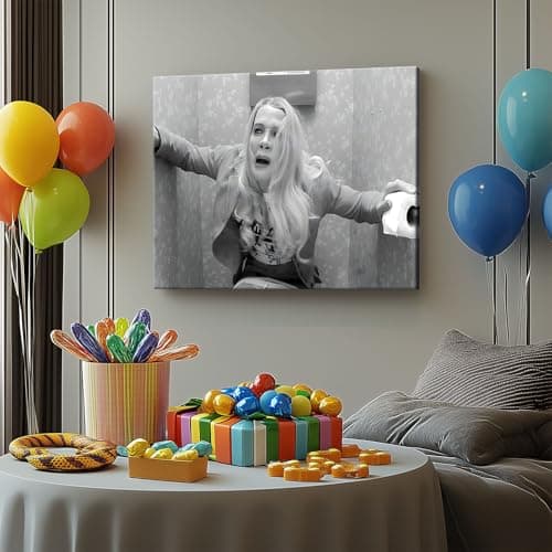 VYPEROCK Vintage Framed Canvas Wall Art Bathroom Decor White Chicks Black and White Toilet Panic Poster Print Comedy Painting Humor Artwork for Living Room Guest Bath Wall Home Decoration, 8x10inch - Thumbnail 4
