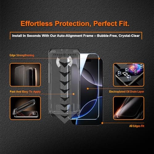 OneFish for iPhone 15 Plus 6.7 inch Tempered Glass Screen Protector 2 Pack Auto Dust-Elimination Easy Installation HD Clear Screen Protector - Thumbnail 2