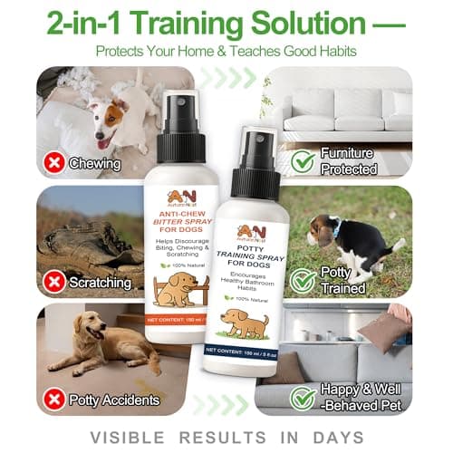 AutumnNest Dog Behavior Training Kit – 2-Pack No Chew Spray + Potty Training Spray – 2×150ml Behavior Correction Set for Puppies & Adult Dogs – Safe & Natural Indoor/Outdoor Training Aid - Thumbnail 3