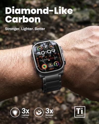 LULULOOK Titanium Ultra 3 Watch Band - Grade 2 Titanium Metal Band for Men, Compatible with Apple Watch Ultra 3/ Ultra 2/ Ultra 49mm, Series 11/10 46mm, Folding Clasp & DLC Coating,Black - Thumbnail 5