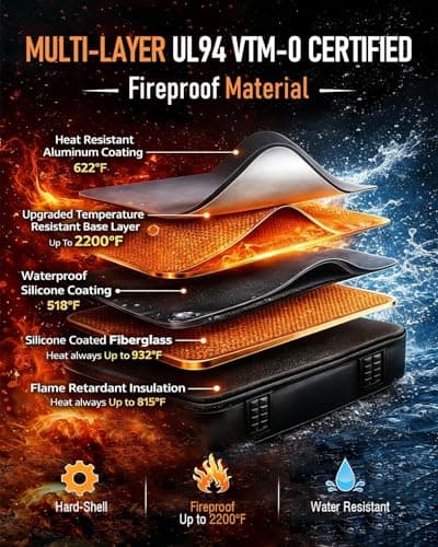 Fireproof Document Box - Hard-Shell Design Waterproof & Fireproof Document Safe with Lock, Fire Proof File Box for Documents, Certificates, Laptops, Passports, Black - Thumbnail 3
