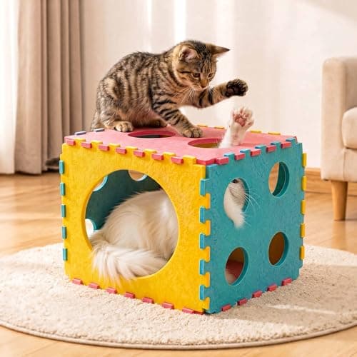 MOYMO 41 Pcs Interactive Cat Toys for Indoor Cats, Kitten Toys with Soft Pillow, Catnip Toys, Chew Rope, Feather Wand, Springs and Balls for Indoor Kittens - Thumbnail 2