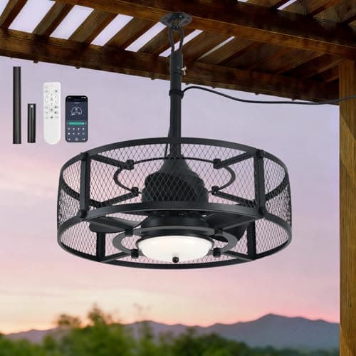 AHAWILL 21 Inch Outdoor Wet Rated Ceiling Fan with Lights - IP65 Waterproof Gazebo/Porch Fan, 6 Speeds 3CCT, Hanging Hook Plug-in Fan for Patio, Pergola, Canopy - Image 1