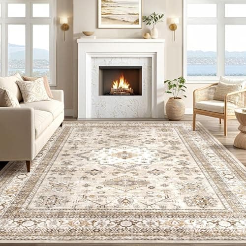 Vintage Living Room Area Rug 5x7 - Large Soft Washable Oriental Traditional Distressed Farmhouse Rugs for Bedroom - Indoor Floor Accent Carpet for Home Office House Decor - Beige - Thumbnail 6