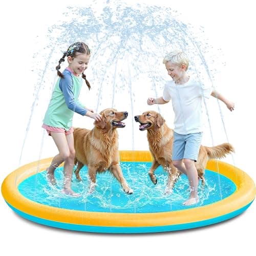 SLOOSH 72" Non-Slip Splash Pad Sprinkler - Outdoor Water Play Toys Backyard Fountain Mat for Toddlers Kids Dogs, Thickened Sprinkler Outside Pool Party Durable for Girls Boys Pets (72in, Orange&Blue) - Image 1