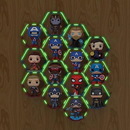 YODAR 14 PCS Riser Display Shelf for Funko POP Figures, Floating Shelves Display Ledge for Organizer and Decoration, Collectibles Display Stands Showcase, Glowing at night - Thumbnail 2