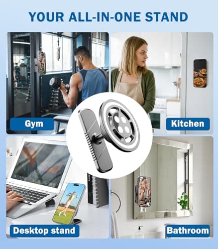 Magnetic Golf Cart Phone Holder, All-Metal Phone Mount Compatible with MagSafe iPhone 12-17, 360° Rotation Golf Accessories for EZGO Club Car Yamaha, Gym & Desk Phone Stand, Gift for Men Golfers - Thumbnail 6