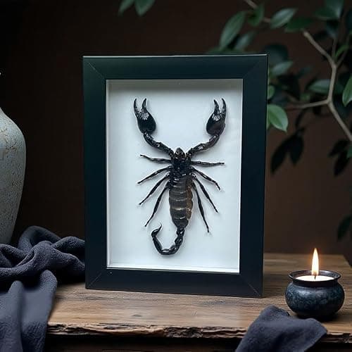 Real Forest Scorpion Specimen, Black Frame Shadow Box, Taxidermy for Insect Lovers,Insect Taxidermy Display Wall Art Hanging Decor Home Living Decor (Scorpion +Plastic Box) - Thumbnail 2