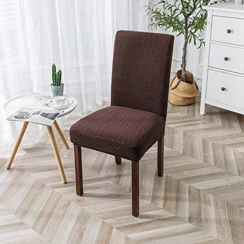 Genina Chair Covers for Dining Room Chair Covers Dining Chair Slipcovers Stretch Kitchen Parsons Chair Cover (Chocolate, 6 PCS) - Thumbnail 2