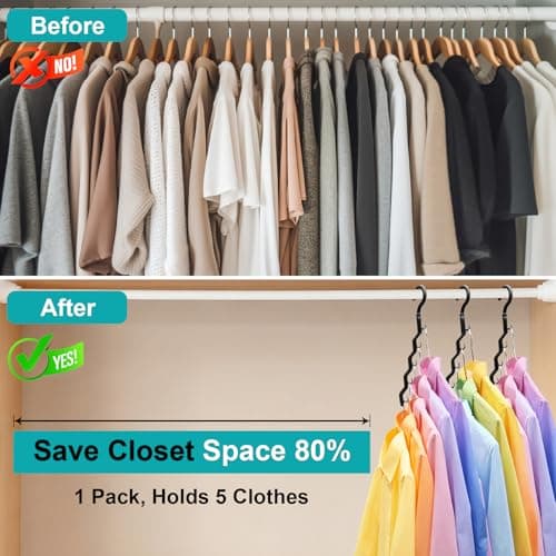 Closet Organizers and Storage,Upgraded Organization and Storage Clothes Hanger,12 Pack College Dorm Room Essentials,Sturdy Closet Organizer Home Essentials Space Saving Hangers for Thick Clothe - Thumbnail 3