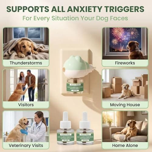 Dog Calming Diffuser Plug-in with Gentle Night Glow, 3 Refills Kit for Behavioral Support, Stress Soothing Aid for Pets During Travel, Thunder, Vet Visits, Fireworks, Safe Formula, 90 Days Supply - Thumbnail 5