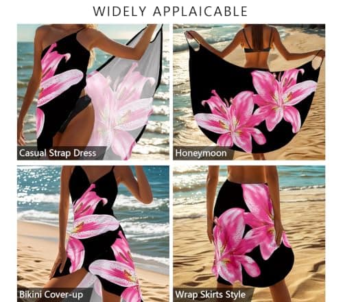 ZIRHYSTA Women Beach Cover Up Dress Backless Swimsuit Sarong Wraps,Pink,L - Thumbnail 2