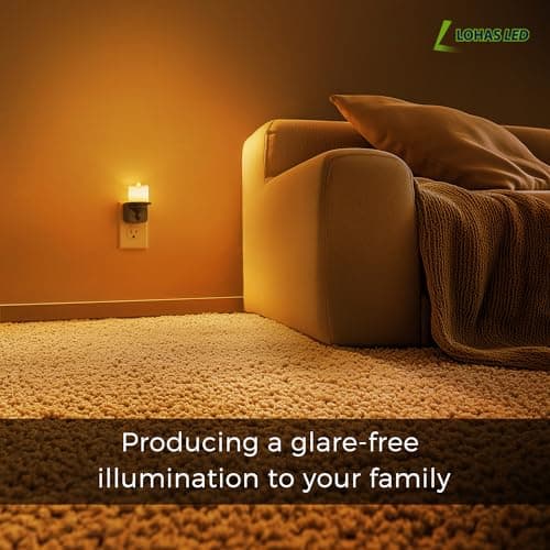 L LOHAS LED Candle Night Light, Amber Night Lights Plug into Wall, Flameless Candle Nightlight with Light Sensor, 0-100LM Dimmable Vintage Decorative Night Light for Hallway Bedroom,2Pack - Thumbnail 5