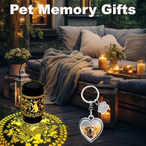 Solar Lantern Pet Memorial Gifts, with Picture Frame Keychain/Sympathy Card Dog Memorial Gifts for Loss of Dog Outdoor Solar Light Loss of Dog Sympathy Gift(with Silver Paw Keychain) - Thumbnail 5