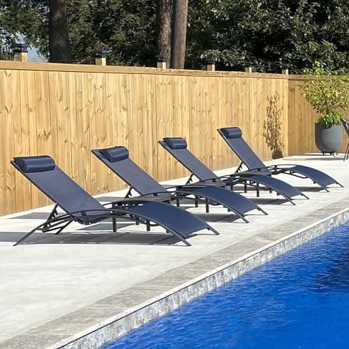 PURPLE LEAF Patio Chaise Lounge Chair Set with 2 Side Table Outdoor Pool Adjustable Recliner Chairs for Outside Beach Poolside Sunbathing Tanning Lounger