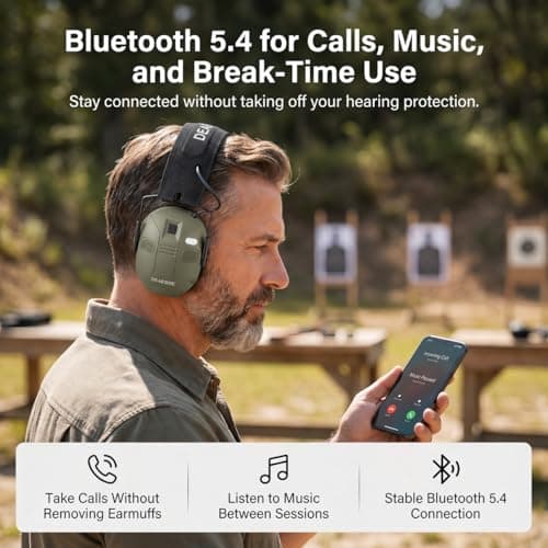 DEAKSHIE Electronic Shooting Ear Protection with Bluetooth, 6X Sound Amplification, 4-Mic 360° Hearing Enhancement, 30dB SNR, Gel Ear Pads for Long Range Comfort – Gun Range & Hunting - Thumbnail 5