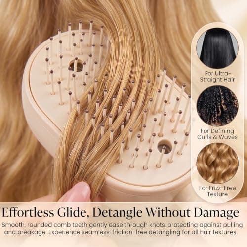Neliangia Electric Spray Air Cushion Massage Comb, 5 in 1 Rechargeable Hair Brush for Scalp Massage, Detangling, Straightening, Curling, Professional Salon Hair Care Tool - Thumbnail 6