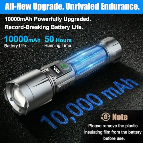 SKYFIRE Rechargeable Flashlight, 10000mAh 3000 Lumens LED Flashlight with Ignition Lens, Zoomable, Waterproof, 5 Modes for Camping, Outdoor & Home Emergencies - Thumbnail 2