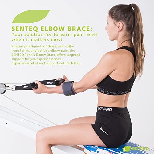 SENTEQ Elbow Brace Support Strap - Forearm Compression Sleeve, Tennis Elbow Brace for Men and Women, Fit Wrap Band for Weightlifting, Tennis, Golf Pressure Relief & Sports Injury Recovery, 2ct, 1-Pack - Thumbnail 5