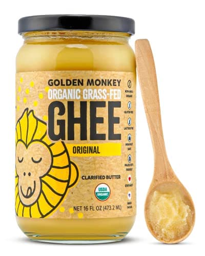 GOLDEN MONKEY Organic Ghee Butter – Grass Fed Clarified Butter for Cooking, Baking, Keto & Gut Health – Ghee Butter Organic Grass Fed from Small Farms – Smooth Spread with High Smoke Point (16oz) - Image 1