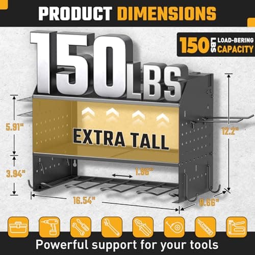 ZESEN Power Tool Organizer Wall Mount, 3 Layer Charging Station with 6 Outlets, 4 Drill Holders and Drill Bit Rack, Tool Holder Storage Shelf Rack for Garage, Workbench and Workshop, Black - Thumbnail 3