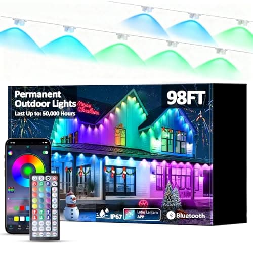 DIERLIGHT 98FT Permanent Outdoor String Lights, RGB Multicolor LED Eaves Lights with APP & Remote, IP67 Waterproof Indoor Outdoor Christmas Halloween Party Garden Decor - Image 1