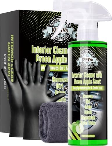 Kingvo Interior Car Cleaner, Car Seat Cleaner Cleaning Kit Carpet Shiny Stuff Deep Cleans Rubber Floor Mat Truck,Green Apple Scent - Image 1