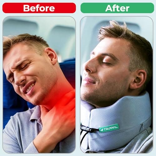 TripPal Airplane Sleeping Travel Pillow: 360° Chin & Neck Support with Flat Back for Side Sleepers on Long-haul Flights - Dual-Density Memory Foam (8lb Non-Collapsing) to Prevent Head Bobbing - Thumbnail 2