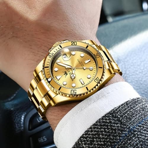 OLEVS Watch Men Gold Watches for Men Classic Mens Luxury Watches with Date Waterproof Big Face Fashion Stainless Steel Metal Quartz Analog Dress Men's Watch Relojes De Hombre - Thumbnail 4