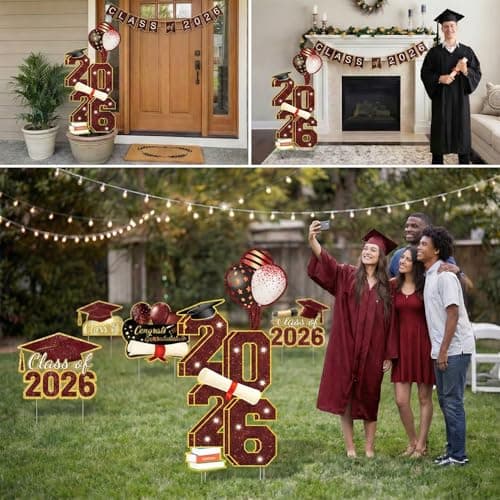2026 Graduation Decorations - 3.5FT Large Class 2026 Graduation Yard Sign Yard Decorations Congrats Graduation Lawn Signs 2026 Grad Yard Signs with Stakes for Outdoor Indoor Congrats Graduation Party Decoration Supplies - Thumbnail 6