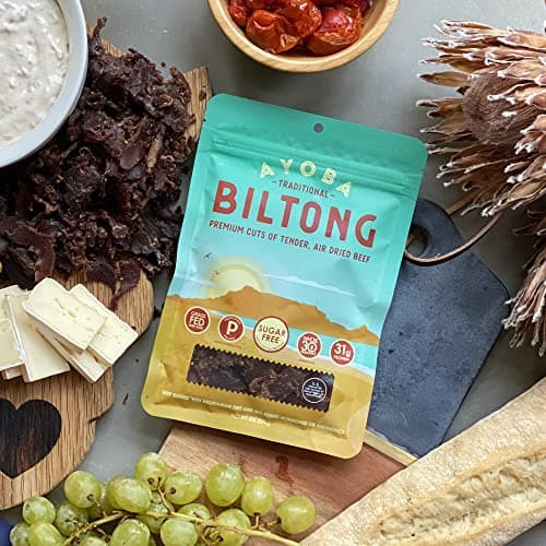 Ayoba Traditional Grass Fed Beef Biltong Slices (2 Ounce, Pack of 3) - Keto Friendly Air-Dried Grass Fed Beef Paleo Snacks - Gluten Free, Whole 30 Approved, Sugar free, No Carb Meat Snacks - Thumbnail 3