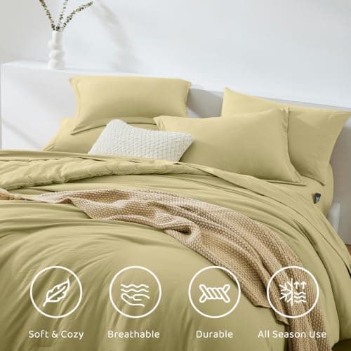 WRENSONGE King Comforter Set, 7 Pieces Hemp Soft Bed in a Bag King with Fitted Sheet, Flat Sheet, 2 Pillow Shams, and 2 Pillowcases- Warm Bedding Set for All Season - Thumbnail 4
