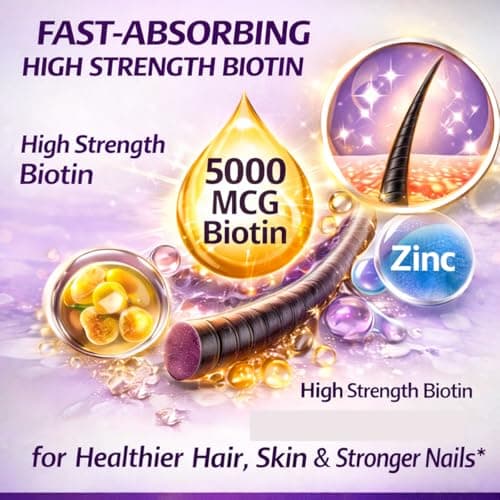 DEWANG Biotin Gummies 5000mcg – Hair, Skin & Nails Support with Zinc & Vitamin C – Vegan Sugar-Free Non-GMO – 60 Count - Thumbnail 3