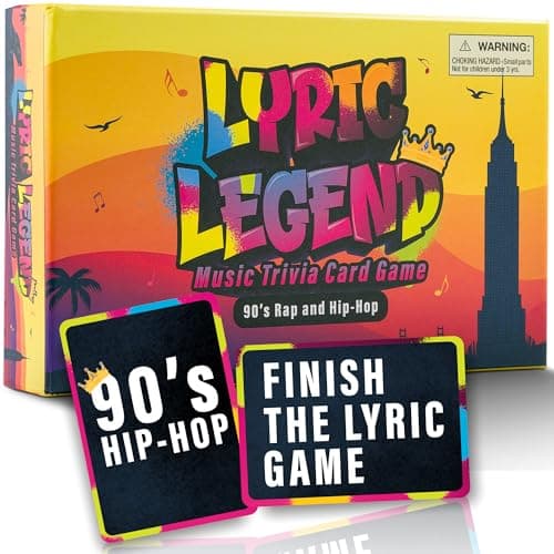 Lyric Legend 90s Hip-Hop and Rap Music Trivia Game Collection – Expandable Multi-Deck Finish The Lyrics Party Game Set for Game Night, Families & Groups - 3 Games in One Box!