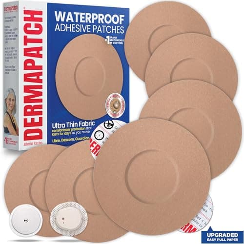 25-Pack CGM Adhesive Patches to Secure CGM Sensor, Waterproof and Latex Free CGM Sensor Patches for 7 Days,Pre-Cut Adhesive Tape, Continuous Glucose Monitor Protection Cover, No Glue in Middle (Tan) - Image 1