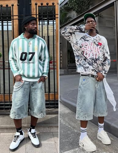 Aelfric Eden Washed Reverse Jorts Mens Casual Denim Shorts Loose Fit Baggy Jean Short Streetwear Trendy Outfits - Thumbnail 2