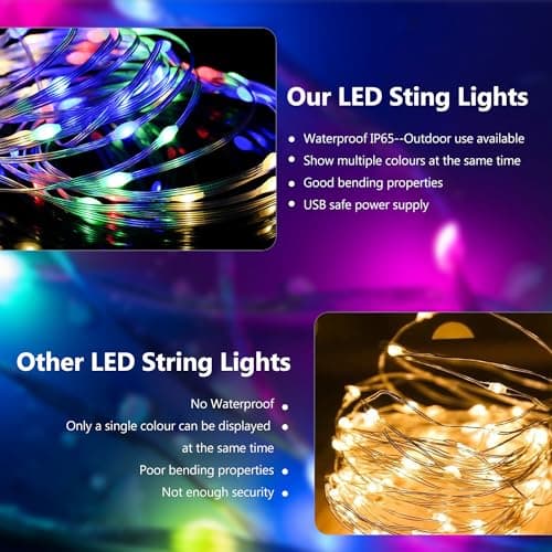 dalattin Led Christmas Lights 65.6ft, Smart IIC RGB Fairy Lights 200 LEDs, IP65 Waterproof, APP Supports Music Sync, Christmas Decorations, Indoor and Outdoor Fairy Lights with App and Remote Control - Thumbnail 4