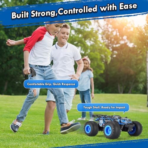 BIFYTON Remote Control Car, 1:18 Rc Cars, All-Terrain RC Truck with LED Light, 20KM/H, Rechargeable, 2WD, 2.4GHz, Sturdy PVC Shell, Remote Control Truck for Boys 4-7 8-12, Beginner - Thumbnail 6