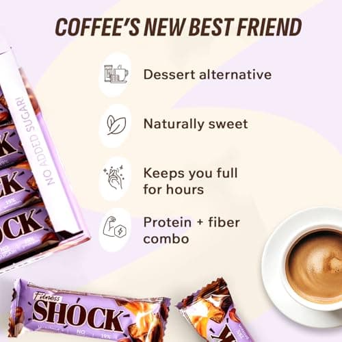 Fitness SHOCK Hazelnut Caramel Protein Bars - No Added Sugar, Low Calorie Low Carb Snack - 10g Protein, 0g Added Sugar, 190 Kcal, 16g Net Carbs - 12 x 50g - Thumbnail 5
