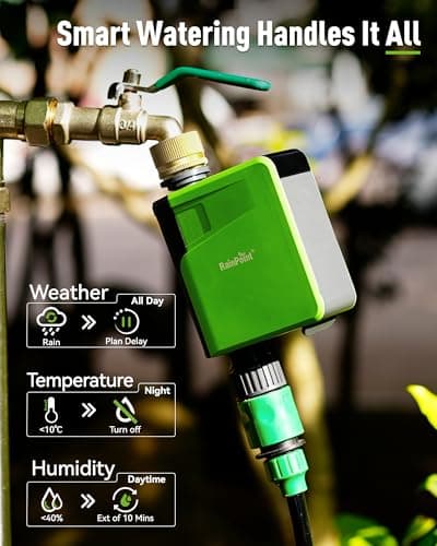 RAINPOINT WiFi Hose Timer, Brass Inlet Smart Sprinkler Timer for Watering, WiFi Watering Timer for Garden Hose with Hub, APP & Voice Control, Automatic Irrigation System for Lawns and Yard - Thumbnail 3