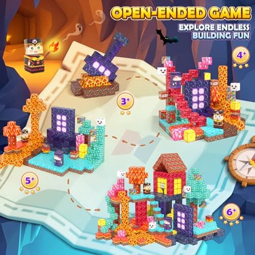 Playtigo 154PCS Magnetic Blocks Mine Magnet World Block Cubes Toy with Magnet Board for Kids Ages 4-8, Magnetic Tiles Kids Sensory Birthday Gifts Game Toys for Boys & Girls Ages 3+ - Thumbnail 4