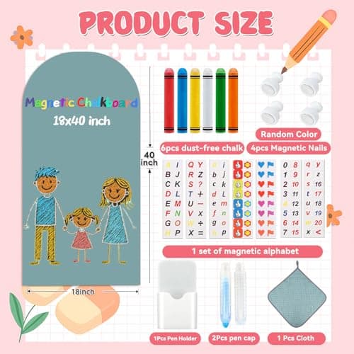 Magnetic Arch Wall Decal for Kids 18x48 Inch,Upgraded Thickened Magnetic Chalkboard for Most Wall,Suitable for Home Decoration Wallpaper and Children's Game Room (Celadon, 18x48 Inch) - Thumbnail 2