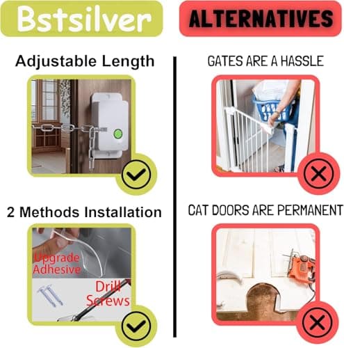 Bstsilver Fingerprint Refrigerator Lock, Baby & Cat Door Latch Adjustable Chain Childproof for Filing Cabinet Drawer Freezer, Window Biometric Locks French Fridge Latch RV Furniture Anchors Anti Tip - Thumbnail 5