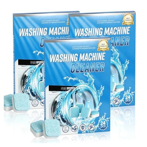 Gihen Washing Machine Cleaning Tablets 24 Count, Powerful Clean Descaler & Odor Remover for All Front & Top Load HE Washers, Septic Safe, 12 Month Supply